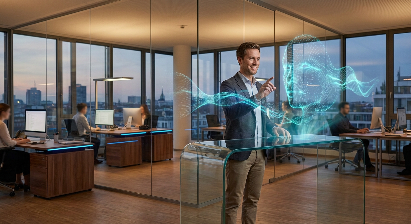 Voice Agents Unternehmen 2026 – KI-Sprachassistent im modernen Business-Einsatz mit Conversational AI Visualisierung